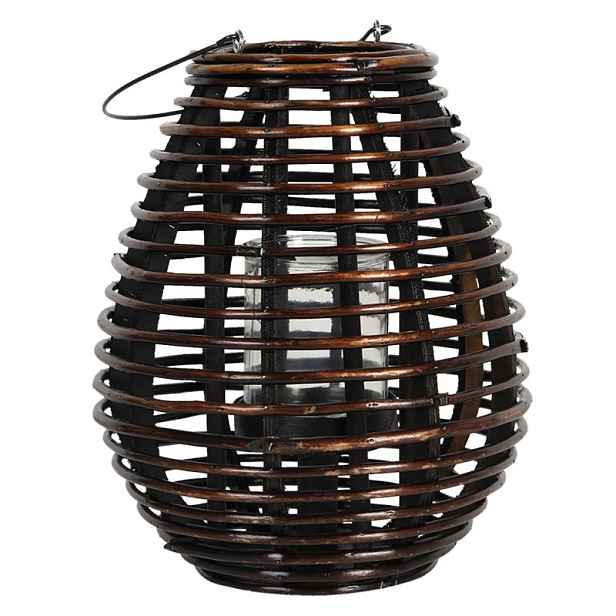 Hnědá dřevěná závěsná lucerna Eudo – Ø 29*35 cm Clayre & Eef