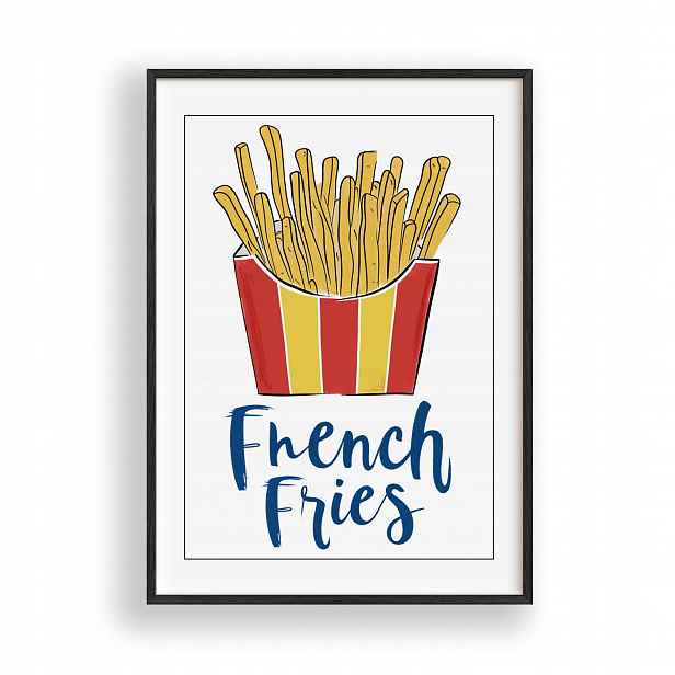 Obraz Fritézy Fast Food Plakát Kuchyňský Rámeček Dřevěný Černý 30x42 cm
