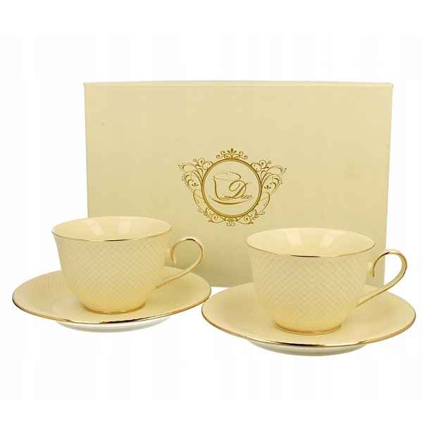 Porcelánové šálky ecru béžová 2+2 290 ml Vesper porcelán šálek