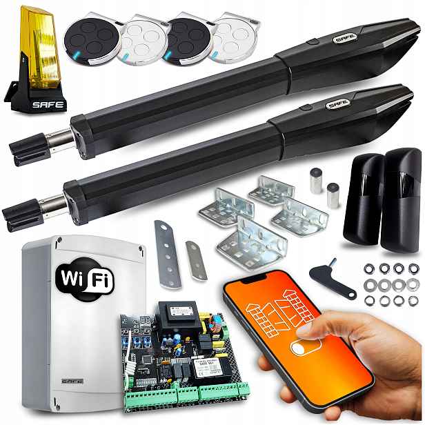 Set Pohon pro Dvoukřídlovou bránu 9 m Lampa automat Wifi Tuya koncovky