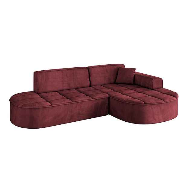 ALTDECOR ROHOVÁ SEDAČKA s otomanem, pravá TARO-L1 243x171x79,5 Bordó Velur