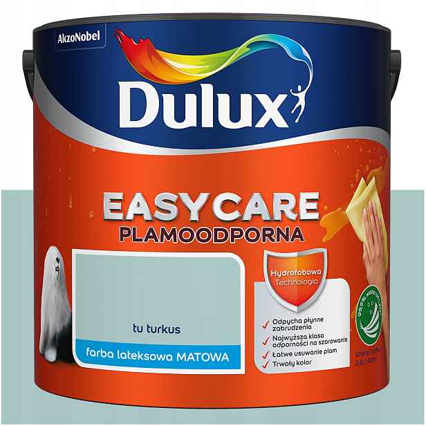 Barva na stěny stropů odolná proti skvrnám Dulux Easycare Tu tyrkysová 2,5L