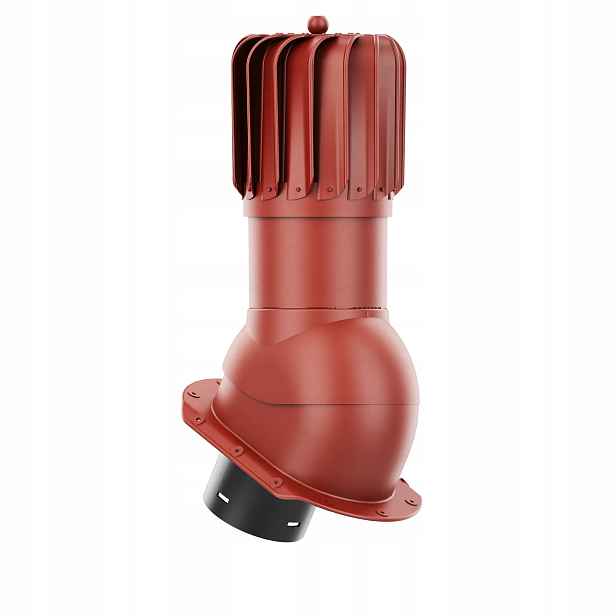 Rotační krb Rotoline pro plechovou střešní krytinu E, průměr 150 mm, podlouhlý, červený