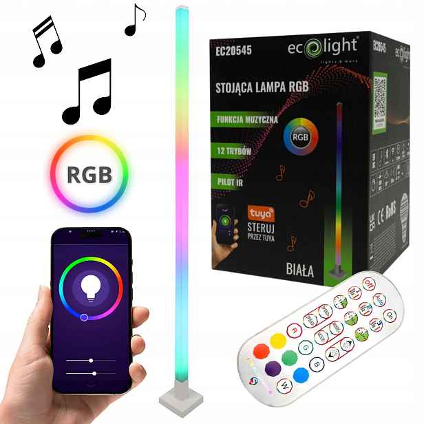 Stojící Rgb hudební lampa Tuya Bílá