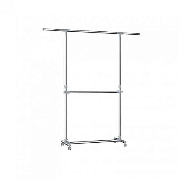 Dvojitý šatní stojan na kolečkách, výška 113–198 cm