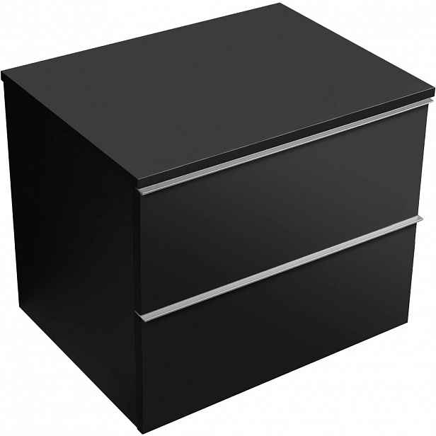 Koupelnová skříňka Velora - černá matná, úchytka chrom + deska pod umyvadlo Navira Slim - 18 mm - 60x54,8x46,5 cm