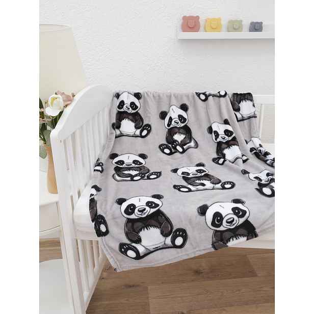 MKLuzkoviny.cz Dětská deka do postýlky mikroplyš Exclusive 80 × 100 cm – Panda