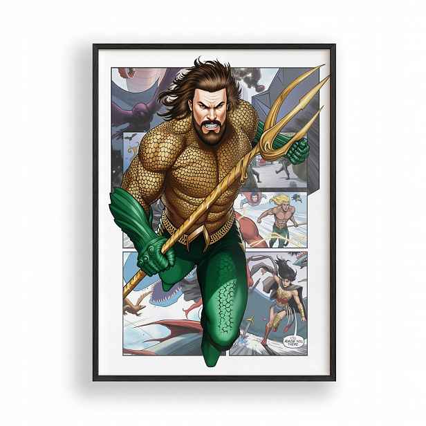Plakát Aquaman Avengers v černém dřevěném Rámeček 30x42 cm