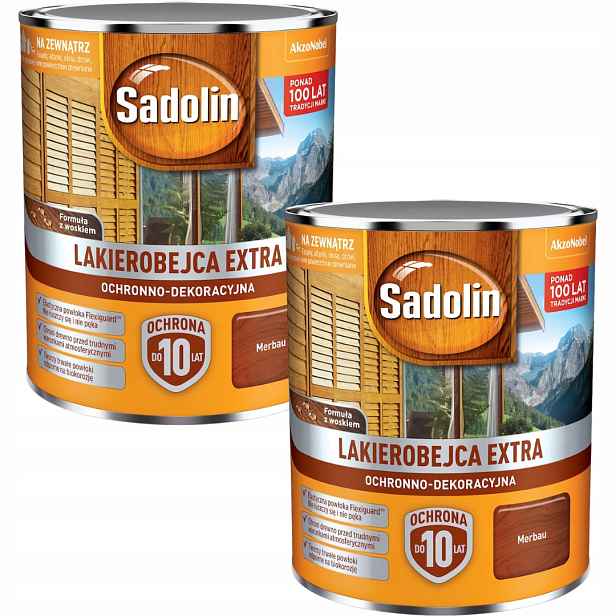 Sada Sadolin Extra 2x0,75L Ochranný Lak Na Dřevo Merbau 1,5L