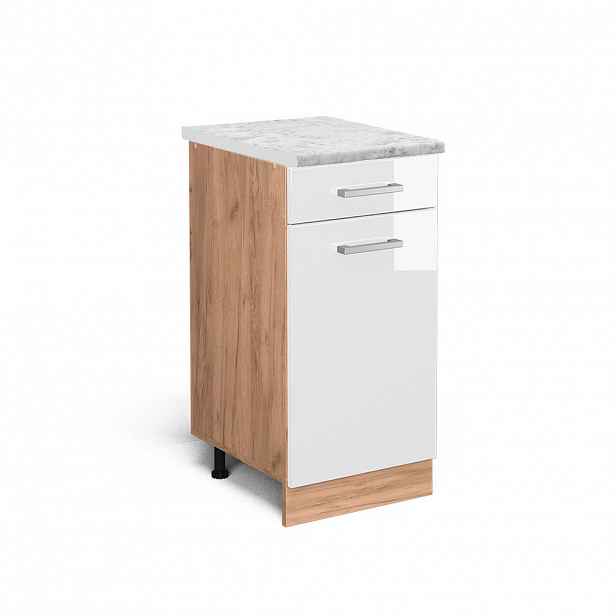 Vicco SPODNÍ SKŘÍŇKA KUCHYŇSKÉ LINKY R-Line Bílá vysoký lesk 40 cm PD Mramor