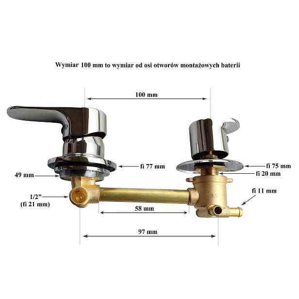 Baterie 3 funkce 10 cm/100 mm Směšovač pro hydromasážní sprchovou kabinu