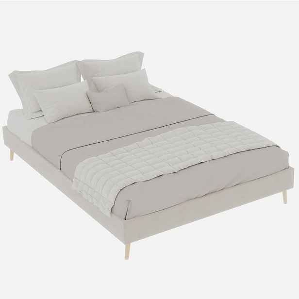 OKWISH ČALOUNĚNÁ postel 140/200 cm béžová z látky a kovu s úložným prostorem a dětským čelem