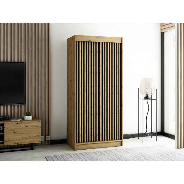 Šatní skříň Abi Lamelo 1 Barva korpusu: Dub artisan, Rozměry: 100 cm