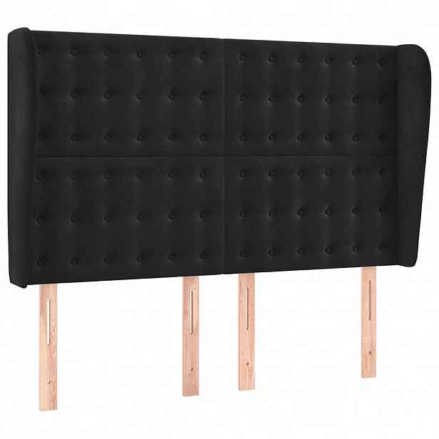 vidaXL Čelo postele typu ušák černé 147x23x118/128 cm samet