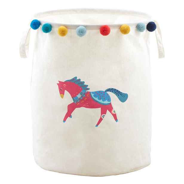 Bílý látkový dětský koš na hračky ø 38x48 cm Mimo Eclectic Horse – Premier Housewares