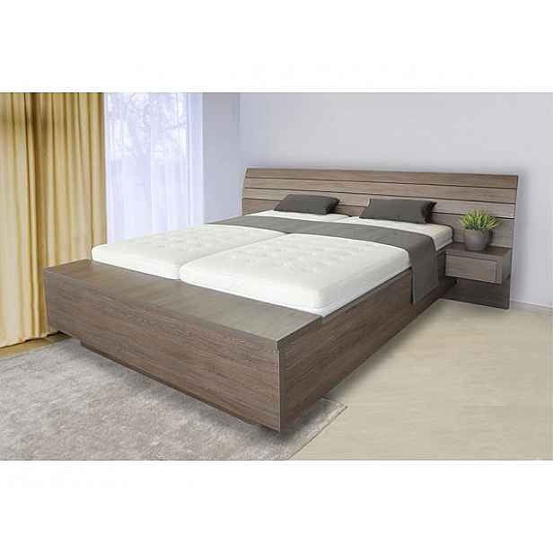 Luxusní postel Salina s úložným boxem u nohou dub světlý, 180x200 cm, s ÚP šíře 160 cm, zásuvka (L+P, celkem 2 ks)
