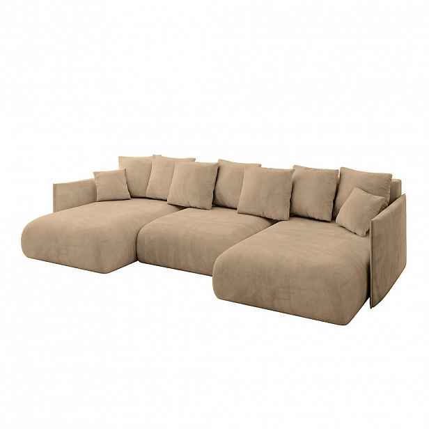 ALTDECOR SEDACÍ SOUPRAVA s funkcí lůžka a úložným prostorem pod lůžkem ONESK-U 317x177x72 béžový velur
