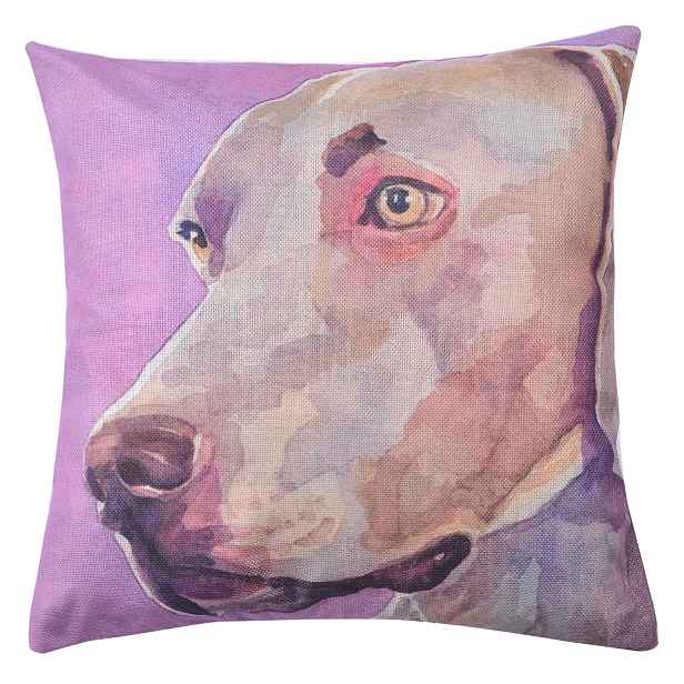 Fialový povlak na polštář s motivem výmarského ohaře Psi - 43*43 cm Clayre & Eef