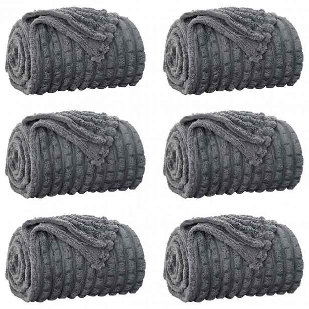 vidaXL Dekorační deky 6 ks Tmavě šedá 150 x 130 cm 2.75 kg Fleece