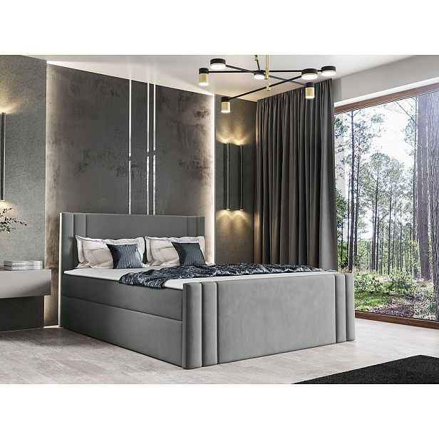 Americká manželská postel 180x200 VITORIA - světlá šedá + topper ZDARMA