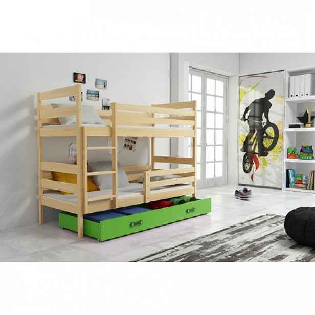 Dětská patrová postel ERYK 200x90 cm Zelená Borovice
