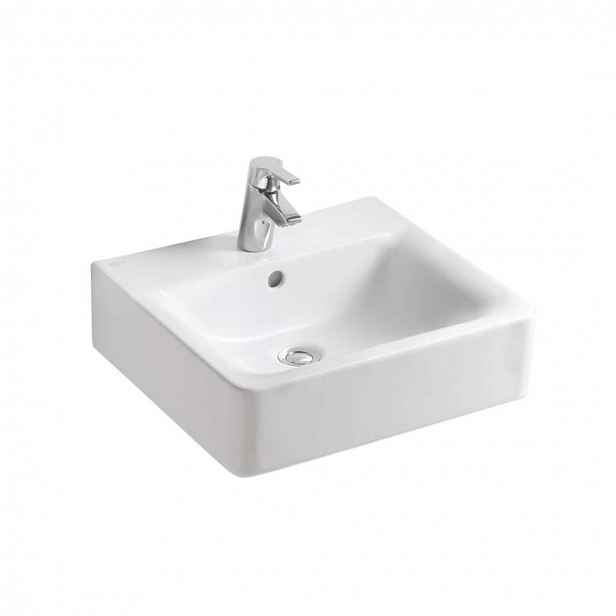Ideal Standard Connect - Umyvadlo Cube, 50x46x18 cm, s přepadem, otvor pro baterii, s Ideal Plus, bílá E7138MA
