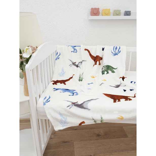 MKLuzkoviny.cz Dětská deka do postýlky mikroplyš Exclusive 80 × 100 cm – Dinosauři