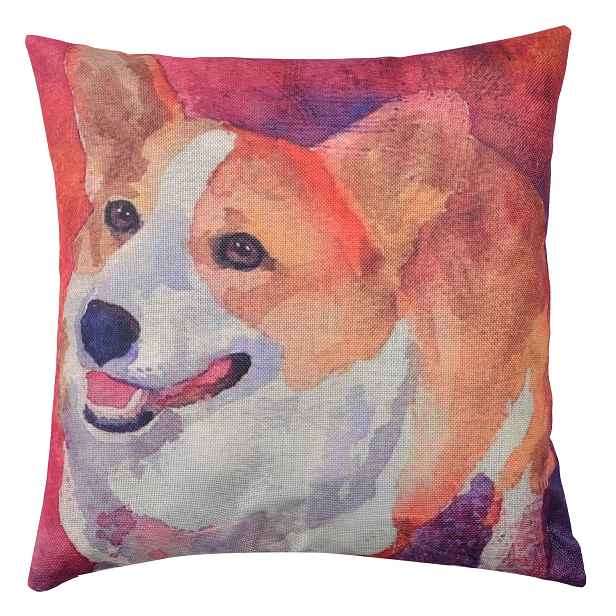 Povlak na polštář s motivem velškorgiho Psi - 43*43 cm Clayre & Eef