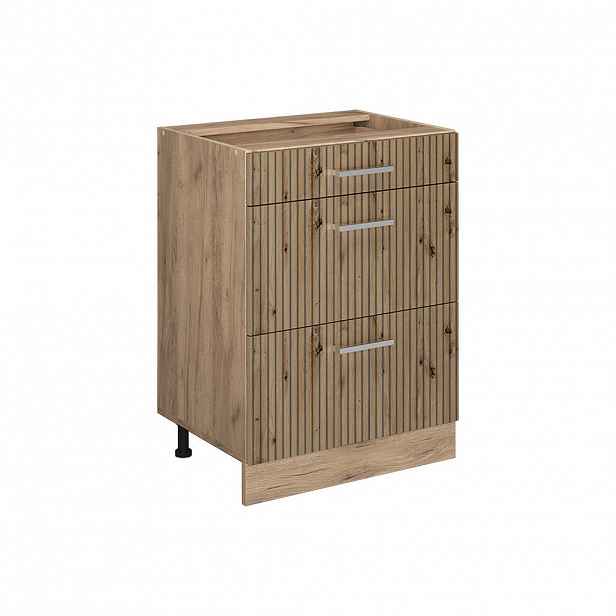 Vicco SPODNÍ SKŘÍŇKA KUCHYŇSKÉ LINKY R-Line Řemeslný dub 60 cm se zásuvkami, bez pracovní desky