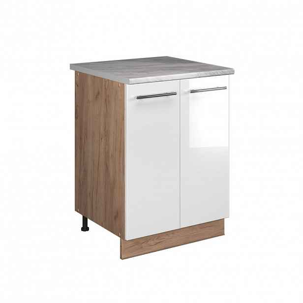 Vicco SKŘÍŇKA POD DŘEZ Fame-Line, Bílá vysoký lesk/Zlatý mocný dub, 60 cm