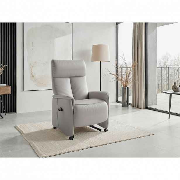 Sit & More RELAXAČNÍ KŘESLO, kůže, světle šedá