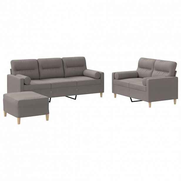 vidaXL 3dílná sedací souprava s polštáři taupe textil