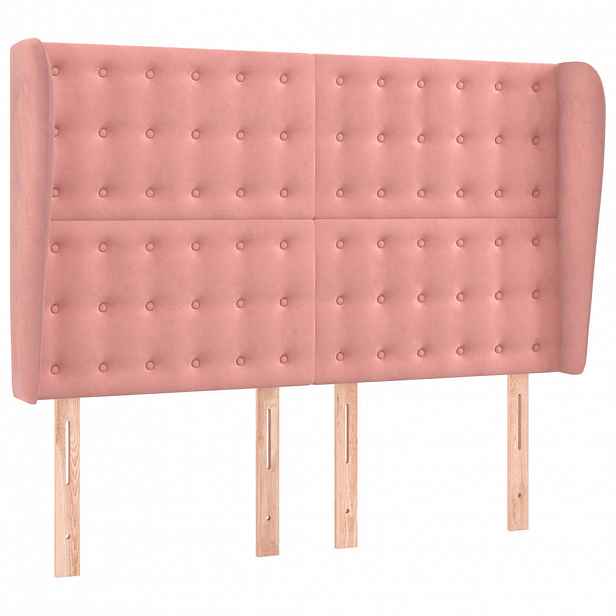 vidaXL Čelo postele typu ušák růžové 147x23x118/128 cm samet