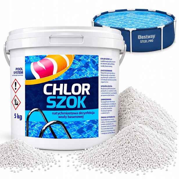 Chlorový Granulát 5L Do Bazénu Na Zelený Nános Rychlá Dezinfekce Vody
