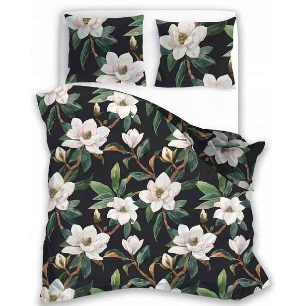 Elegantní Povlečení Povlaky Magnolie Bílé Květy Listy Květinový Vzor 200x220
