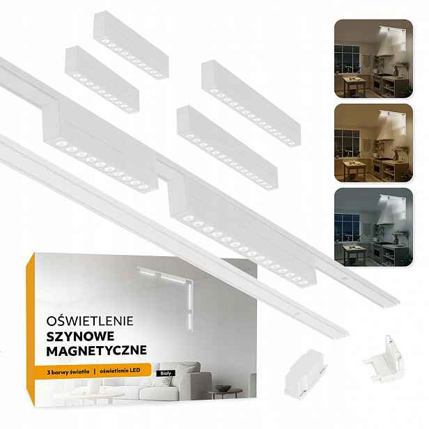 Magnetické kolejnicové osvětlení 2x 10W 2x 15W Spojka L vertikální bílá