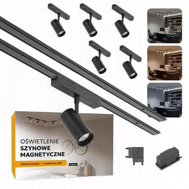 Magnetické kolejnicové osvětlení 2x Kolejnice 1m 5x 10W Písmeno L 5 let záruka
