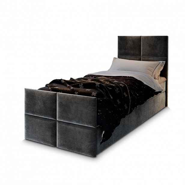 MASSENO AMERICKÁ POSTEL ARIEL 100x200 cm, s matrací a úložným prostorem, tmavě šedá