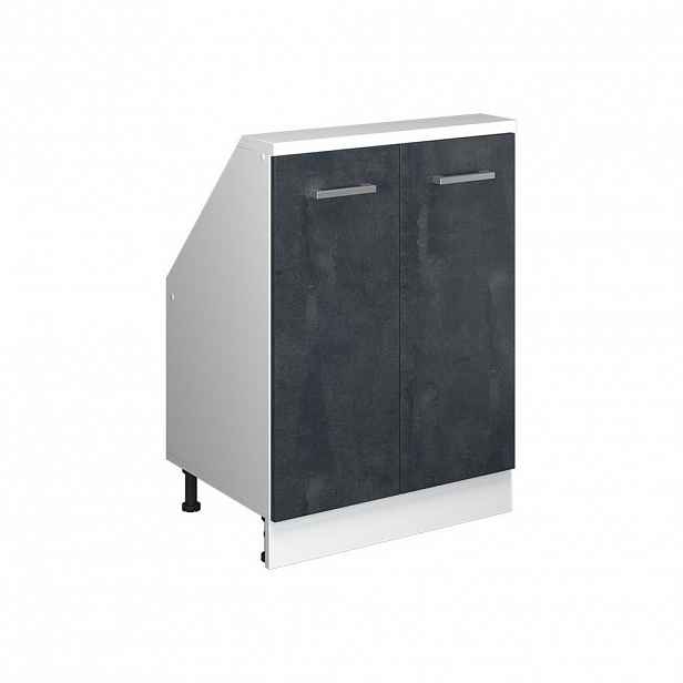 Vicco KUCHYŇSKÁ SKŘÍŇKA POD ŠIKMOU STŘECHU R-Line Černý beton 60 cm se 2 dvířky