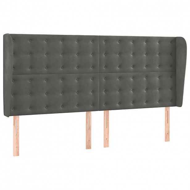 vidaXL Čelo postele typu ušák tmavě šedé 163x23x118/128 cm samet