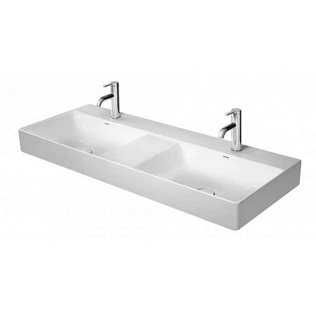 Duravit DuraSquare - Dvojumyvadlo nábytkové 120x47 cm, bez přepadu, 2 otvory pro baterie, DuraCeram, bílá 2353120071