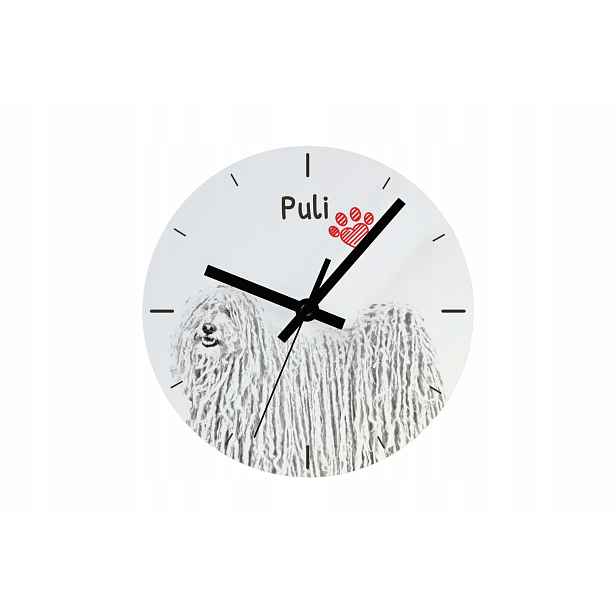 Puli hodiny se psem závěsné a stojící, personalizace fotografií, 20 cm