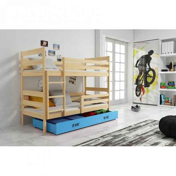 Dětská patrová postel ERYK 200x90 cm Modrá Borovice