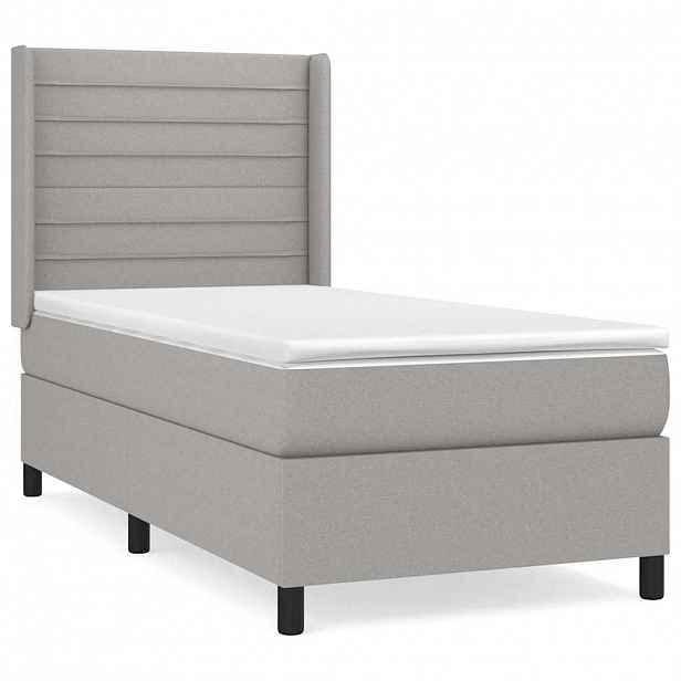 vidaXL Box spring postel s matrací světle šedá 90x190 cm textil