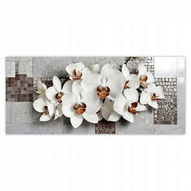 Fototapety 211x91 Bílé orchideje a mozaika