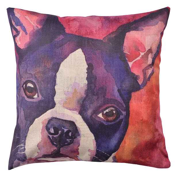 Povlak na polštář s motivem francouzského buldočka Psi - 43*43 cm Clayre & Eef