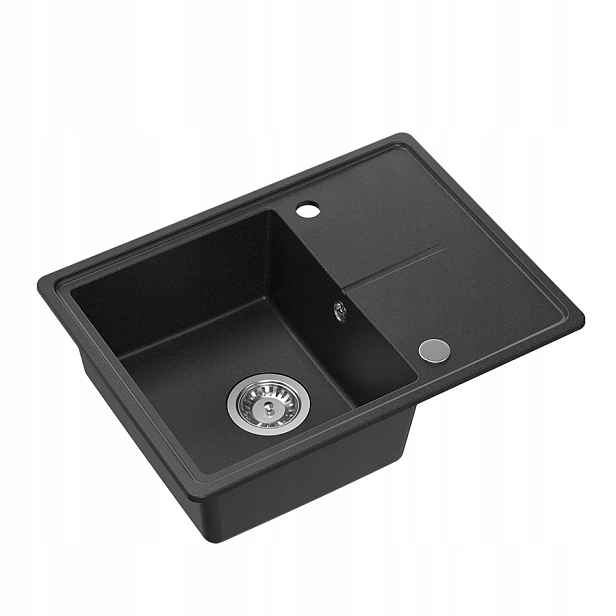 Quadron Tony 116 Granitový dřez 1-komorový 60x45x18,5 cm Černý