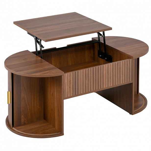 OKWISH KONFERENČNÍ stolek 100/50/40,5 cm ořechová z MDF s výškově nastavitelnou deskou