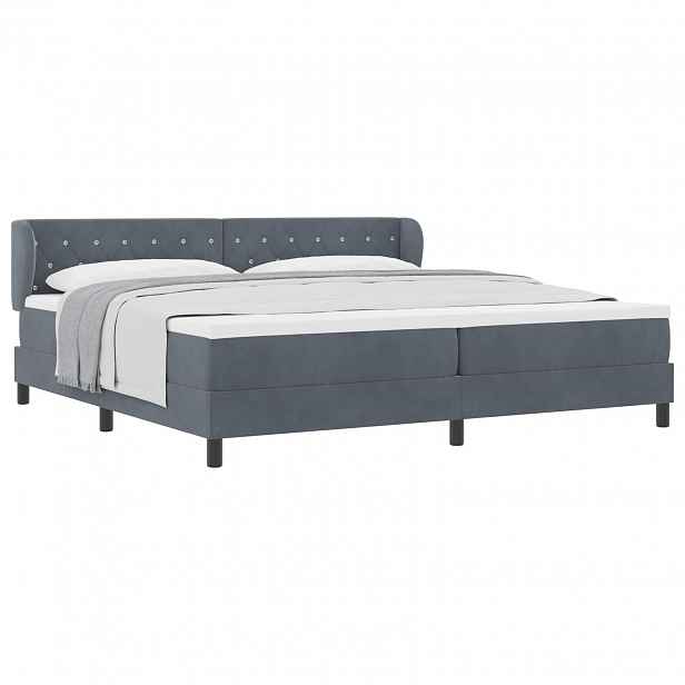 vidaXL Postel s boxspringem s matrací Tmavě šedá 200 x 200 cm samet