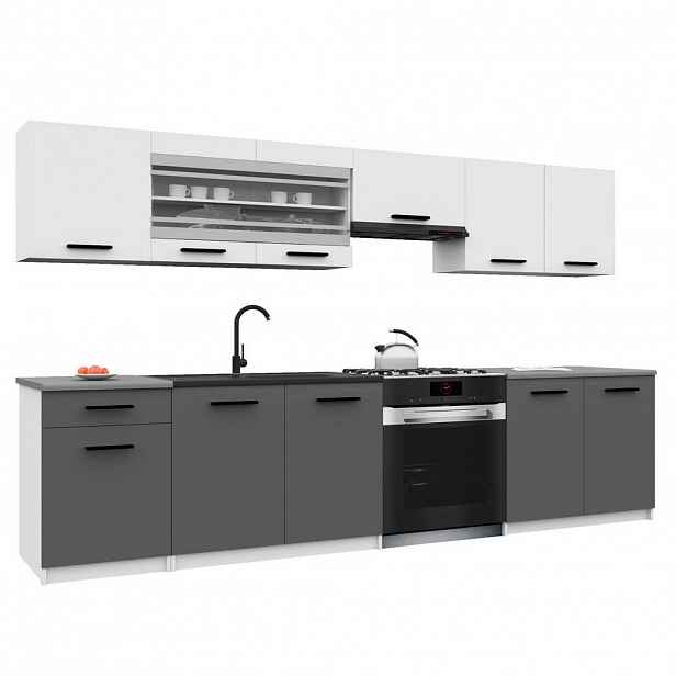 B BELINI GROUP KUCHYŇSKÁ LINKA Italia 4 260 cm, s pracovními deskami, Bílo-šedá matná